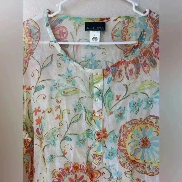 Athleta‎ Women’s Flowers Print Tunic Cover up Size L - Picture 4 of 5